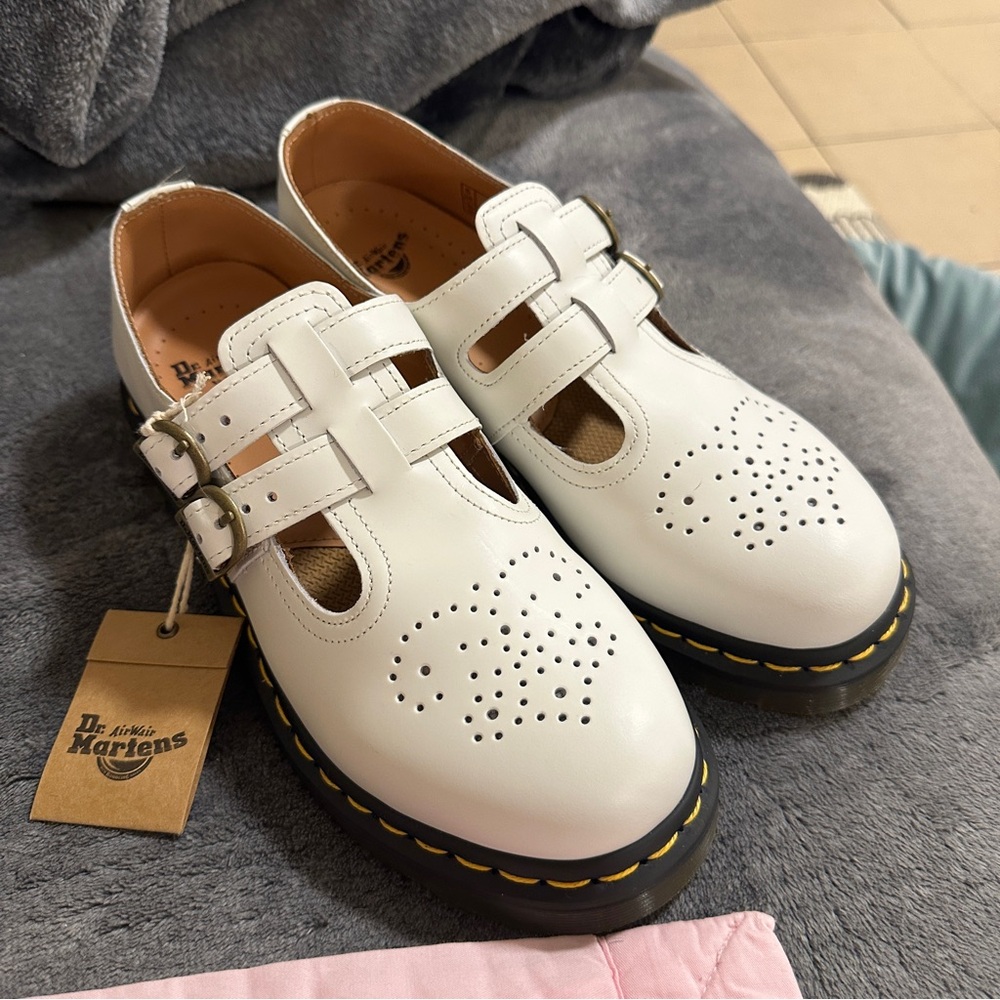 Dr. Martens 8065 Leather White Double Strap Mary Janes